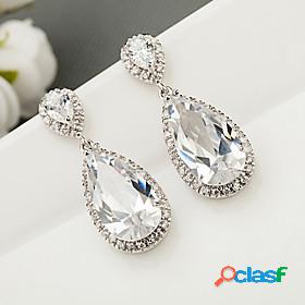 Womens Earrings AAA Cubic Zirconia Drop Pear Cut Luxury