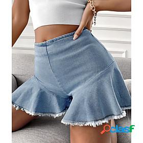 Womens Fashion Wide Leg Shorts Distressed Jeans Short Pants