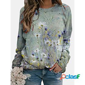 Womens Floral Graphic Prints Sweatshirt Pullover Print