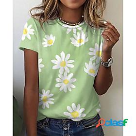 Womens Floral Theme Daisy Painting T shirt Floral Daisy