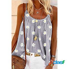 Womens Going out Camisole Blouse Bohemian Theme Daisy U Neck