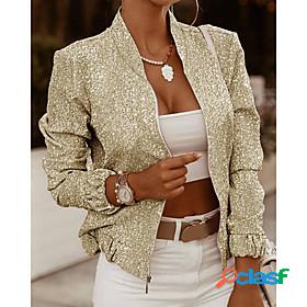 Womens Jacket Fall Winter Daily Going out Regular Coat Stand