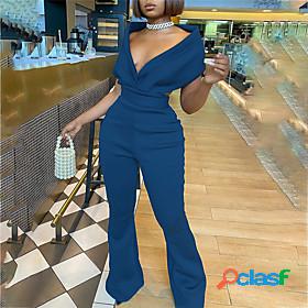 Womens Jumpsuit Solid Colored Backless Casual Daily Deep V