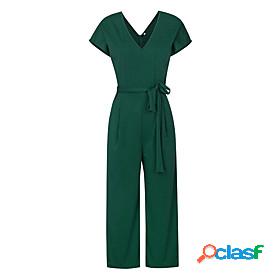 Womens Jumpsuit Solid Colored Ordinary Long Pant Regular Fit