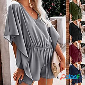 Womens Jumpsuit Stripe Basic Basic Plain Spring Regular Blue