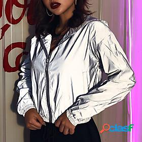 Womens Long Sleeve Running Track Jacket Reflective Jacket