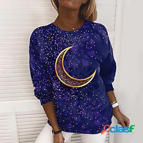 Womens Moon Sweatshirt Pullover Print 3D Print Daily Sports