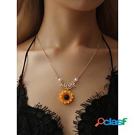 Womens Pendant Necklace Necklace Leaf Sunflower Fashion