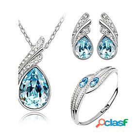 Womens Sapphire Crystal Citrine Jewelry Set Pear Cut