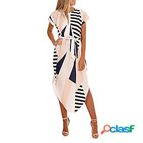 Womens Shift Dress Short Mini Dress Light Pink Rainbow Blue