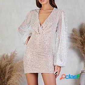 Womens Short Mini Dress A Line Dress pale pinkish gray Long