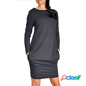 Womens Short Mini Dress Shift Dress Light Grey Black Dark