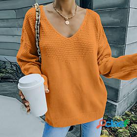 Womens Sweater Solid Color Knitted Basic Long Sleeve Slim