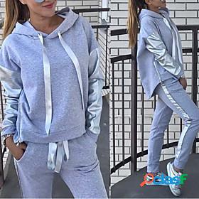 Womens Sweatsuit 2 Piece Solid Color Sport Athleisure