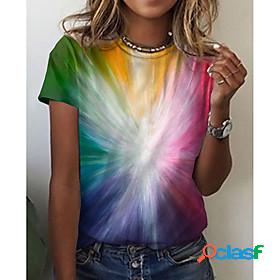 Womens T shirt Abstract 3D Printed Geometric Color Block