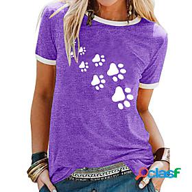 Womens T shirt Animal Patchwork Print Round Neck Tops Basic