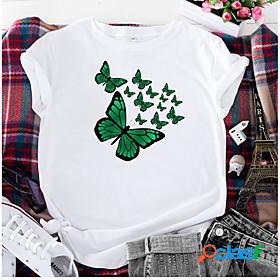 Womens T shirt Butterfly Graphic Butterfly Round Neck Print