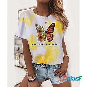 Womens T shirt Butterfly Tie Dye Graphic Prints Print Round