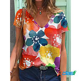 Womens T shirt Cat Butterfly Painting Floral Cat Butterfly V