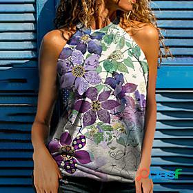 Womens Tank Top Camis Floral Theme Floral Halter Neck Print