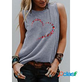 Womens Tank Top Vest T shirt Graphic Butterfly Heart Round