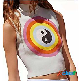 Womens Vest Pattern Sleeveless Sweater Cardigans High Neck