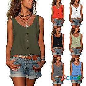 Womens Vest Sleeveless Plain V Neck Basic Casual Daily Tops