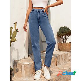 Womens Vintage Jeans Full Length Pants Inelastic Daily Work