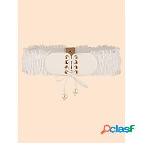 Womens Wide Belt White Party Street Dailywear Daily Belt