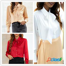 Womens Work Blouse Plain Sparkly Glittery Shirt Collar Lace