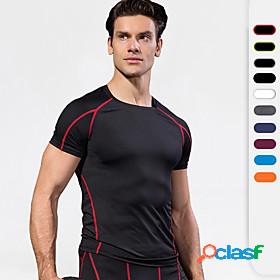 YUERLIAN Mens Compression Shirt Yoga Top Summer Black / Red