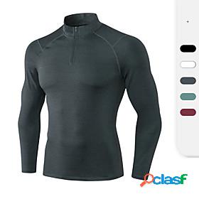 YUERLIAN Mens Turtleneck Yoga Top Zipper Winter Solid Color