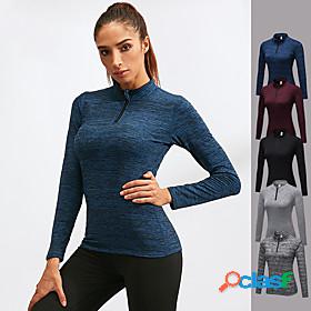 YUERLIAN Womens Long Sleeve Running Shirt Quarter Zip Tee