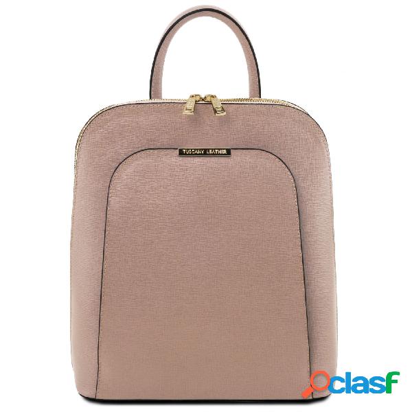 Zaino donna in pelle Saffiano Cipria