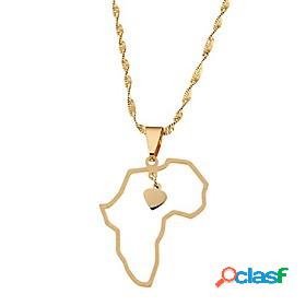 african map pendant necklace jewelry heart charm map of