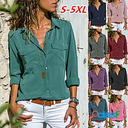 camicia da donna / camicie abbottonate manica lunga felpa