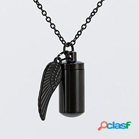 cremation cylinder urn necklace for ashes with angel wing