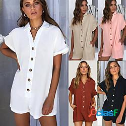 donna casual scollo a v estate manica corta button down