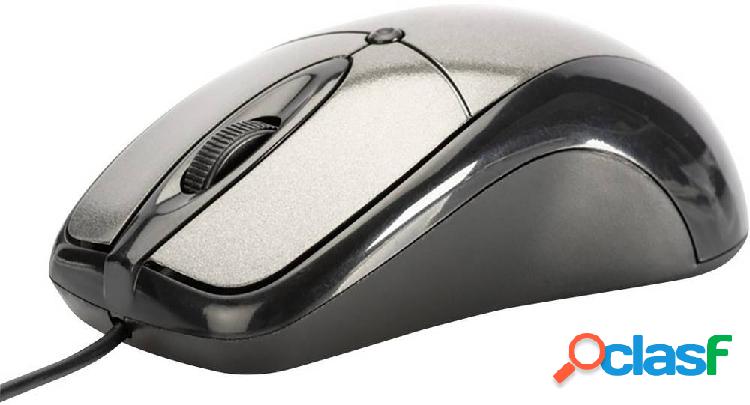 ednet 81046 Mouse USB Ottico Antracite, Nero 3 Tasti 800 dpi