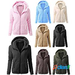 manica lunga da donna con cappuccio full zip giacca in pile