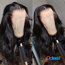 parrucca anteriore del merletto sintetico capelli neri