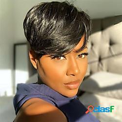 parrucca di capelli umani naturale dritto pixie cut con la