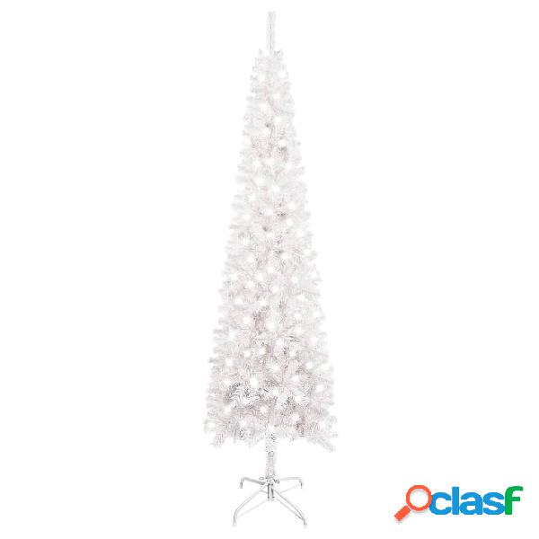 vidaXL Albero Natale Artificiale Sottile con Luci LED Bianco