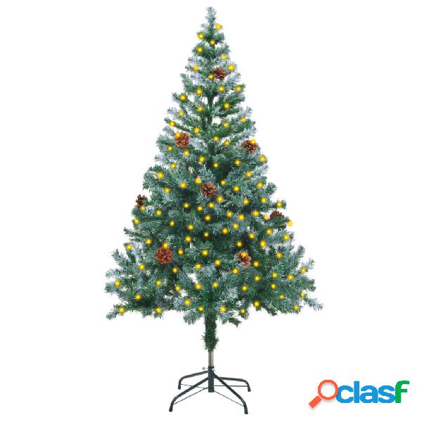 vidaXL Albero di Natale Artificiale Satinato con LED e Pigne