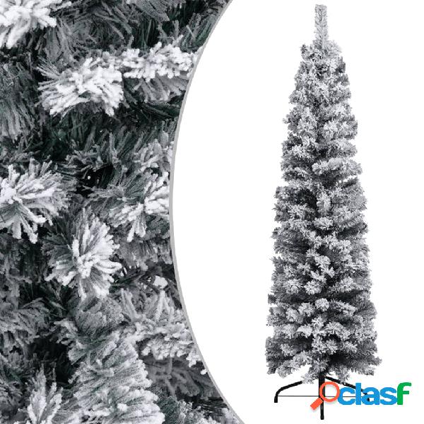 vidaXL Albero di Natale Artificiale Sottile con Neve Verde