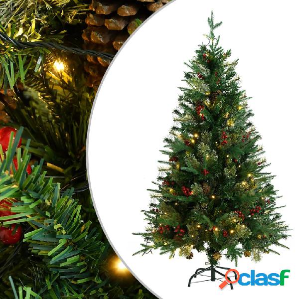 vidaXL Albero di Natale con LED e Pigne Verde 150 cm in PVC