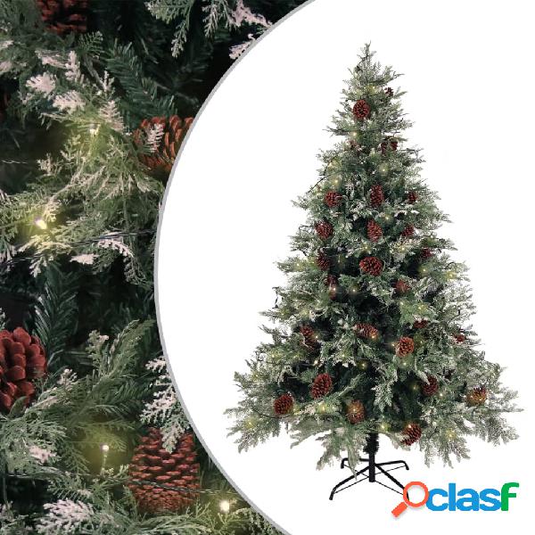 vidaXL Albero di Natale con LED e Pigne Verde e Bianco 150