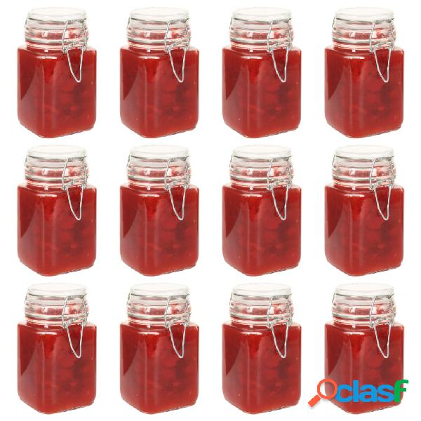 vidaXL Barattoli per Marmellata in Vetro con Chiusura 12 pz