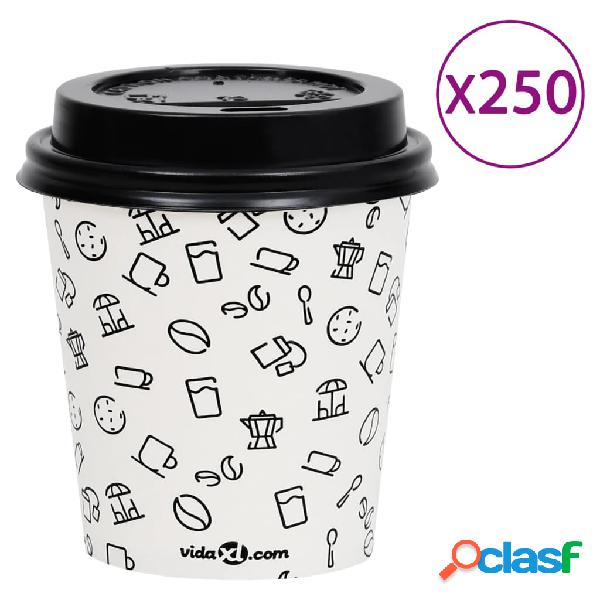 vidaXL Bicchieri di Carta Caffè con Coperchio 200 ml 250pz