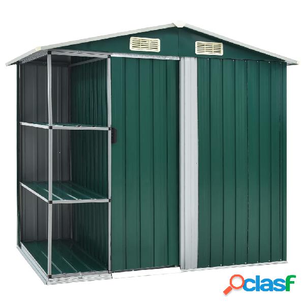 vidaXL Capanno da Giardino con Scaffali Verde 205x130x183 cm